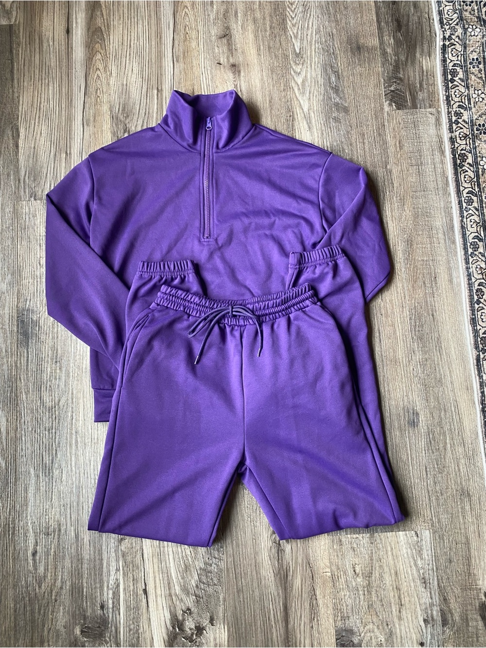 Purple Half-Zip Sweatshirt & Shorts Set